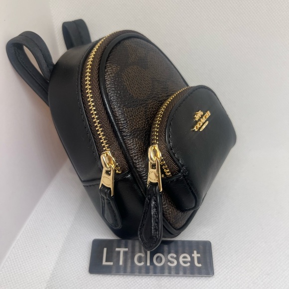 New Coach Mini Court Backpack Bag Charm In Signature Canvas - Picture 5 of 7